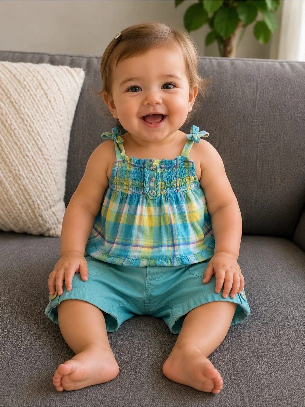 Bundle of 4 - Size 12-Month Girls Outfit Set - Pink, Teal & Denim Mix